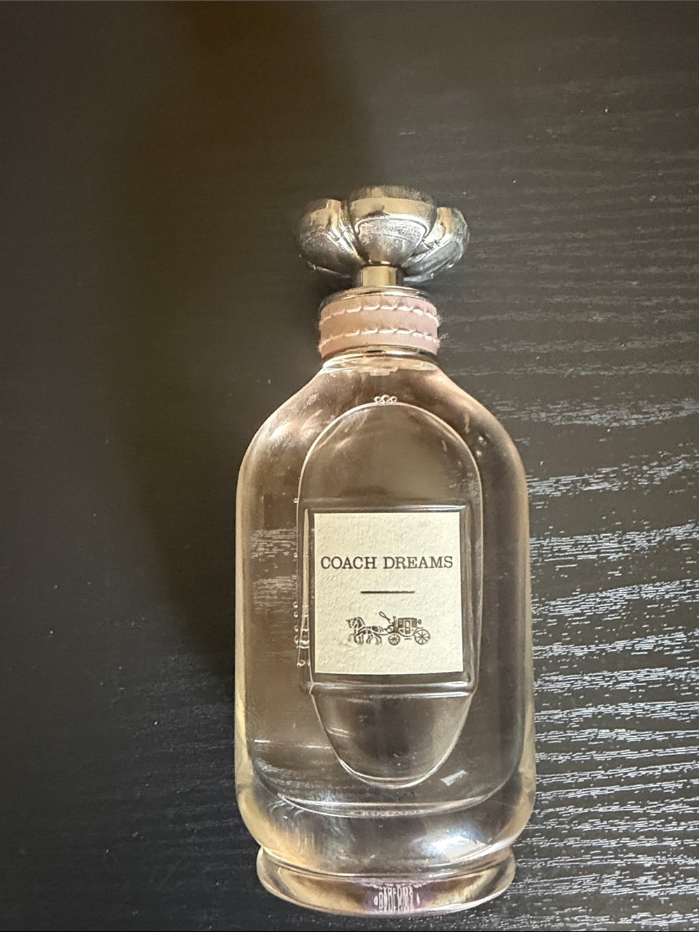 Coach Dreams Glass Decorative Bottle with Pink Collar